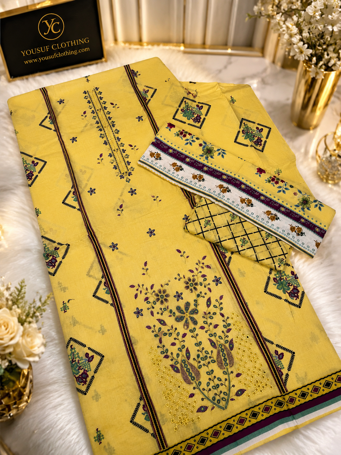 1 ki kimat ma 2 suit OFFER COTTON LAWN EMBROIDERED LUXURY ITEM