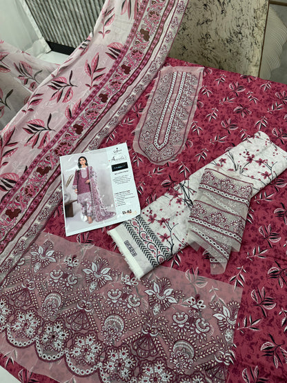 ANEELA ,S hit code one colour one design pure cotton lawn partywear dress
