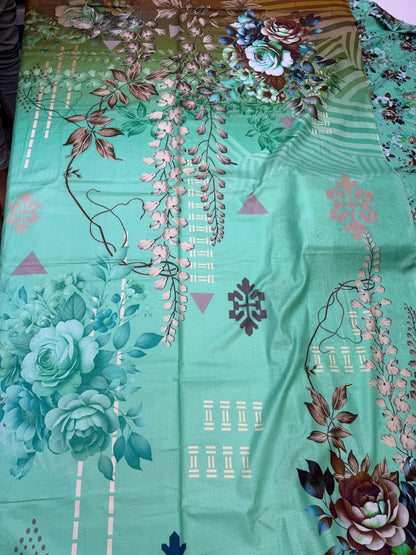 DIGITAL 3 piece printed lawn 1 piece look style 100% ORIGINAL UNSTITCHED SUIT ONE COLOUR