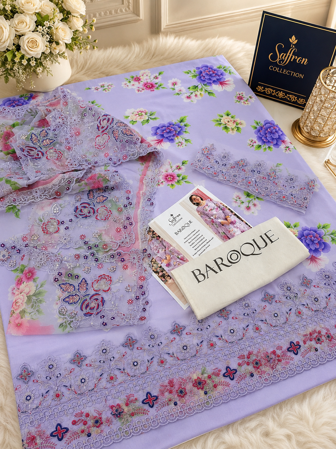 SAFFRON BAROQUE SINGLE SUIT OFFER LUXURY ITEM PARTYWEAR FANCY