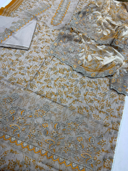 Fancy luxury party wear suit 50% OFF SALE LAWN WITH HEAVY EMBROIDERY CHIFFON DUPATA