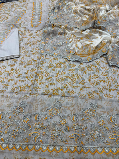 Fancy luxury party wear suit 50% OFF SALE LAWN WITH HEAVY EMBROIDERY CHIFFON DUPATA